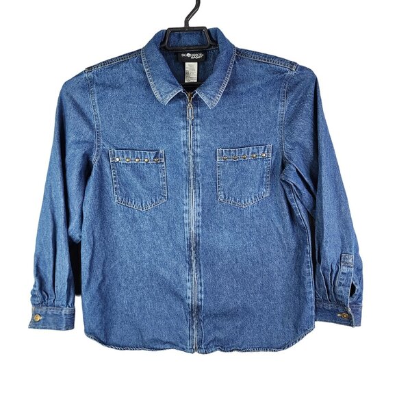 Womens Blue Denim Shirt Sag Harbor Sport Embroidered Button Up Back Yoke Size S - Picture 1 of 12